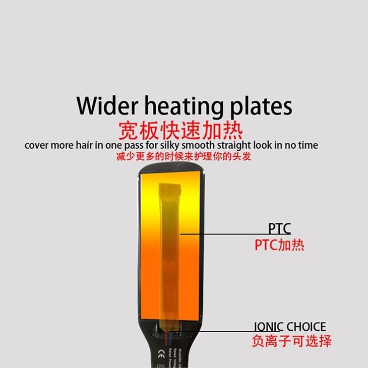 Piastra per capelli con termostato LCD a piastra larga